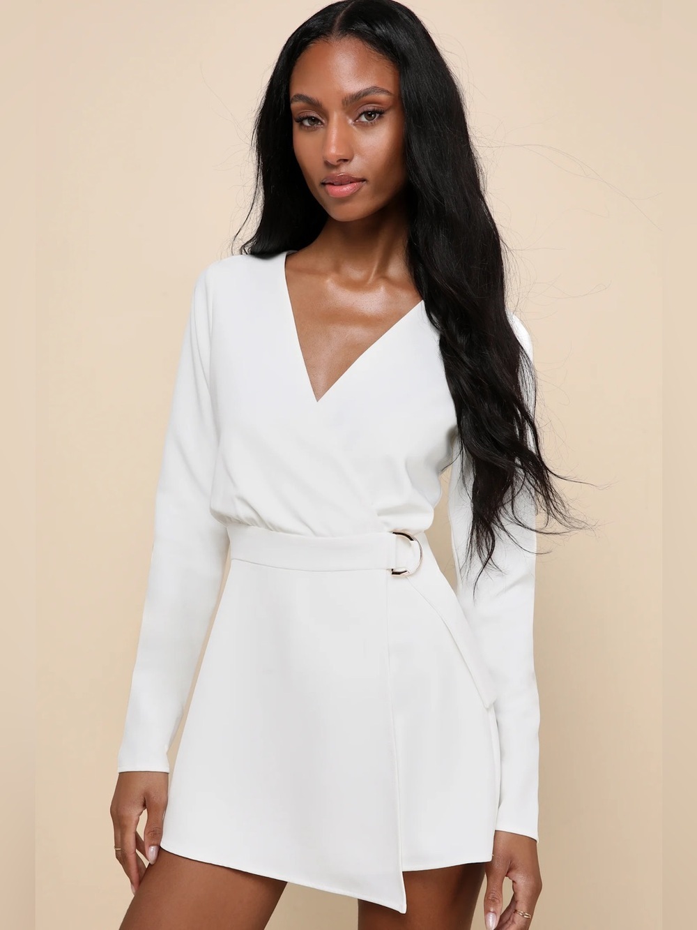 Lulus White Faux Wrap Mini Romper Skort XS